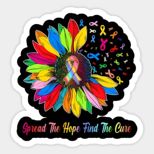 Fight Cancer In All Color Ribbon Spread The  Find a Cure Sticker